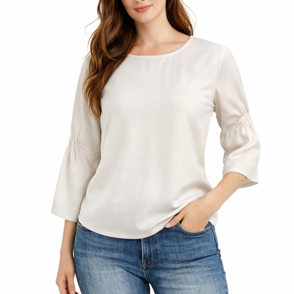 Ann Taylor Tops - Ann Taylor Petite‎ Women’s White 3/4 Sleeve Blouse XSP
